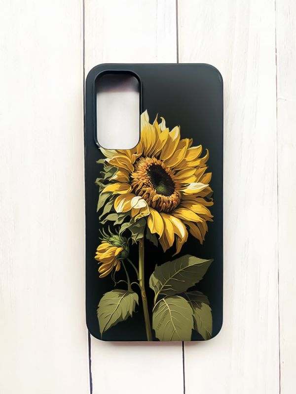 Матовий чохол на Samsung Galaxy A15 (A155) Чорний :: Соняшник (принт 274)