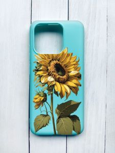 Матовий чохол на Xiaomi Redmi 12C Бірюзовий :: Соняшник (принт 274)