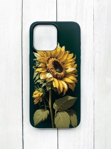 Матовий чохол на iPhone 15 Pro Max Чорний :: Соняшник (принт 274)