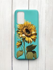 Матовий чохол на Xiaomi Redmi 9T Бірюзовий :: Соняшник (принт 274)