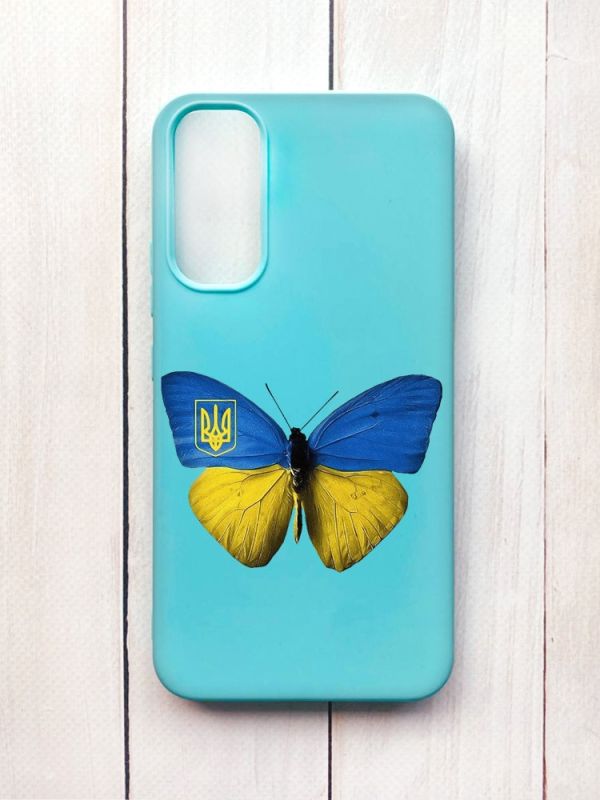Матовий чохол на Samsung A34 5G Бірюзовий :: Метелик Україна (принт 255)