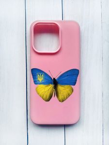 Матовий чохол на iPhone 15 Pro Рожевий :: Метелик Україна (принт 255)