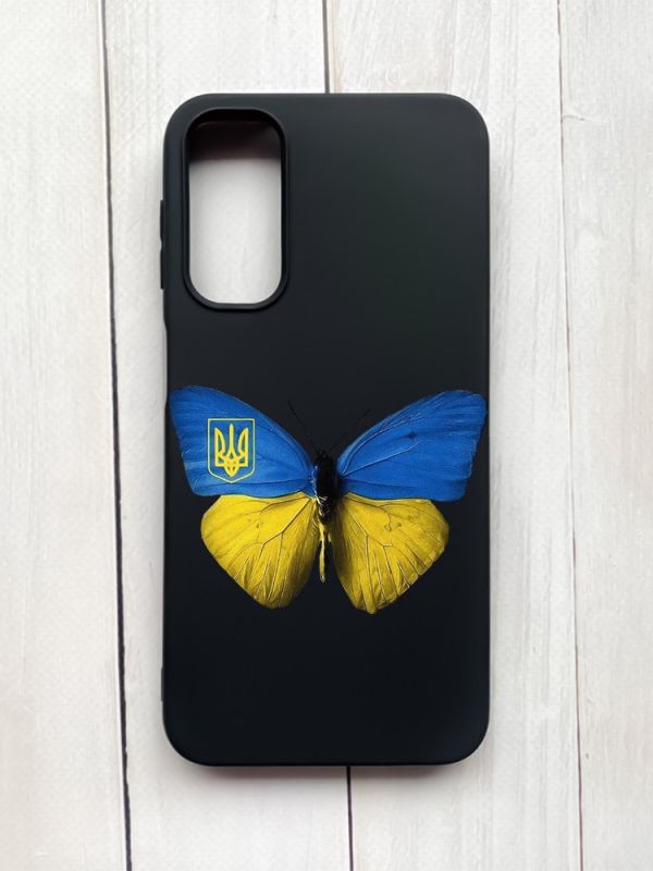 Матовий чохол на Samsung Galaxy A24 Чорний :: Метелик Україна (принт 255)