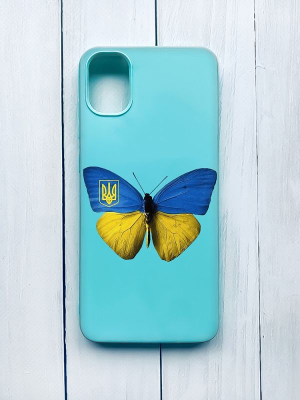 Матовий чохол на Samsung Galaxy A05 (A055) Бірюзовий :: Метелик Україна (принт 255)