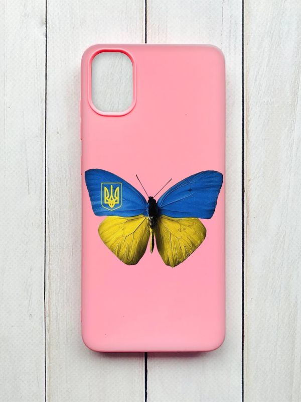 Mатовий чохол на Samsung Galaxy A05 (A055) Рожевий :: Метелик Україна (принт 255)