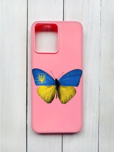 Матовий чохол на Xiaomi Redmi 12 Рожевий :: Метелик Україна (принт 255)