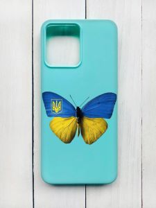 Матовий чохол на Xiaomi Redmi 12 Бірюзовий :: Метелик Україна (принт 255)