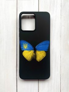 Матовий чохол на Xiaomi Redmi 12 Чорний :: Метелик Україна (принт 255)