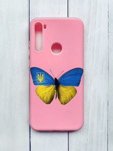 Матовий чохол на Xiaomi Redmi Note 8T Рожевий :: Метелик Україна (принт 255)