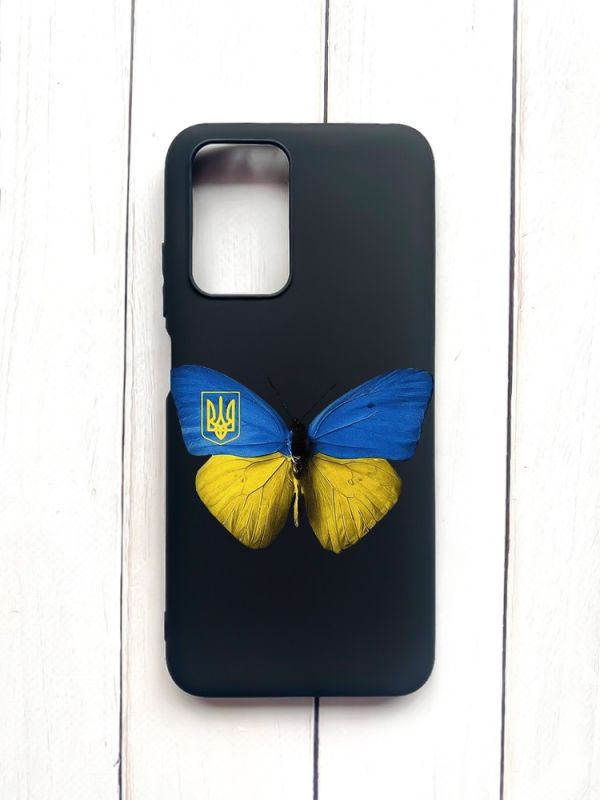 Матовий чохол на Xiaomi Redmi 10 Чорний :: Метелик Україна (принт 255)