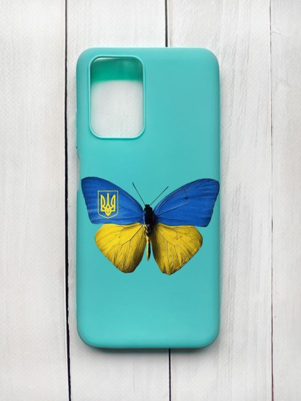 Матовий чохол на Xiaomi Redmi 10 Бірюзовий :: Метелик Україна (принт 255)