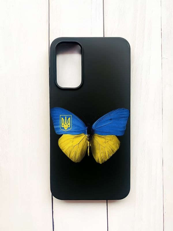 Матовий чохол на Samsung Galaxy A15 (A155) Чорний :: Метелик Україна (принт 255)