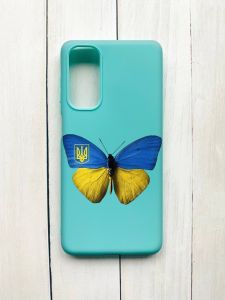 Матовий чохол на Samsung Galaxy M54 Бірюзовий :: Метелик Україна (принт 255)