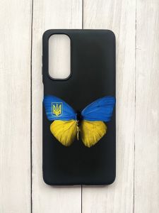 Матовий чохол на Samsung Galaxy M54 Чорний :: Метелик Україна (принт 255)