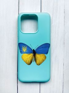 Матовий чохол на Xiaomi Redmi 12C Бірюзовий :: Метелик Україна (принт 255)