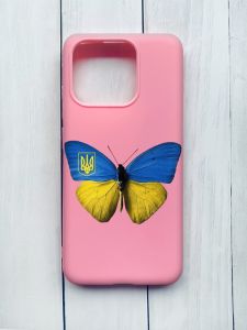 Матовий чохол на Xiaomi Redmi 12C Рожевий :: Метелик Україна (принт 255)