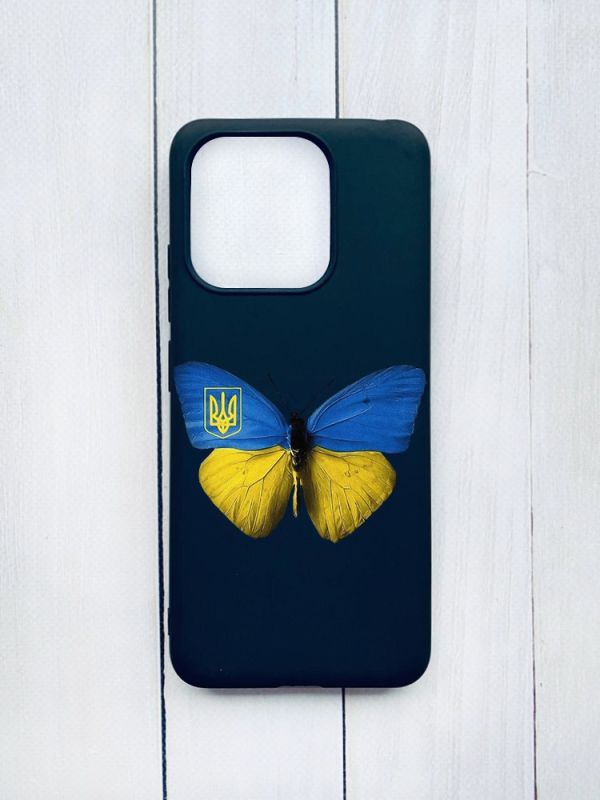 Матовий чохол на Xiaomi Redmi 12C Чорний :: Метелик Україна (принт 255)