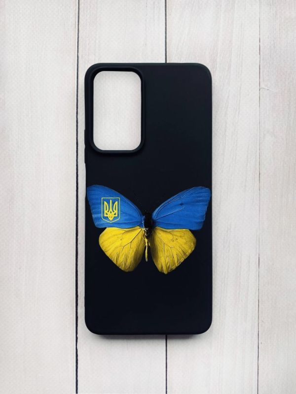 Матовий чохол на Xiaomi Redmi Note 11 Pro Чорний :: Метелик Україна (принт 255)