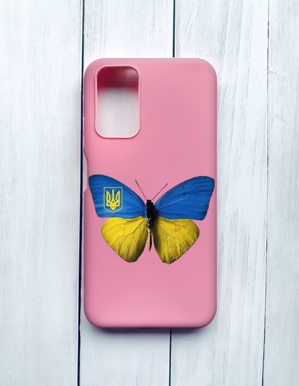 Матовий чохол на Xiaomi Redmi 9T Рожевий :: Метелик Україна (принт 255)