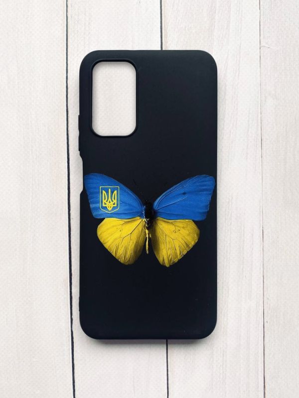 Матовий чохол на Xiaomi Redmi 9T Чорний :: Метелик Україна (принт 255)