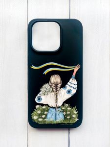 Матовий чохол на iPhone 15 Pro Чорний :: Дівчина зі стрічкою (принт 17)