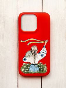 Матовий чохол на iPhone 15 Pro Червоний :: Дівчина зі стрічкою (принт 17)