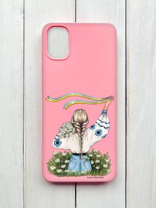 Mатовий чохол на Samsung Galaxy A05 (A055) Рожевий :: Дівчина зі стрічкою (принт 17)