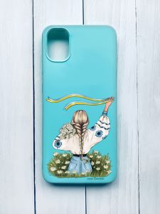 Матовий чохол для Samsung Galaxy A51 (2020)/A515 Бірюзовий :: Дівчина зі стрічкою (принт 17)