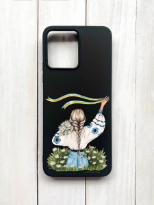 Матовий чохол на Xiaomi Redmi 12 Чорний :: Дівчина зі стрічкою (принт 17)