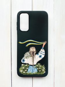 Матовий чохол на Samsung Galaxy A14 5G Чорний :: Дівчина зі стрічкою (принт 17)