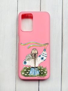 Матовий чохол на Xiaomi Redmi 10 Рожевий :: Дівчина зі стрічкою (принт 17)