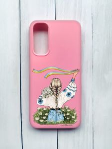 Матовий чохол на Samsung Galaxy A05s (A057) Рожевий :: Дівчина зі стрічкою (принт 17)