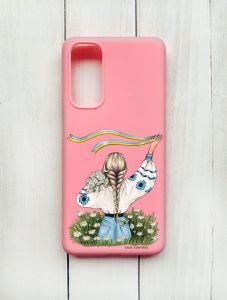 Матовий чохол на Samsung Galaxy M54 Рожевий :: Дівчина зі стрічкою (принт 17)