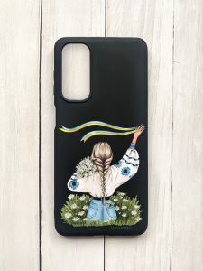 Матовий чохол на Samsung Galaxy M54 Чорний :: Дівчина зі стрічкою (принт 17)