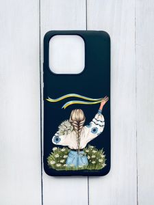 Матовий чохол на Xiaomi Redmi 12C Чорний :: Дівчина зі стрічкою (принт 17)