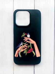 Матовий чохол на iPhone 15 Plus Чорний :: Ластівки (принт 15)