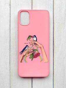 Mатовий чохол на Samsung Galaxy A05 (A055) Рожевий :: Ластівки (принт 15)