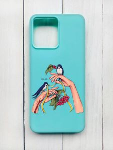 Матовий чохол на Xiaomi Redmi 12 Бірюзовий :: Ластівки (принт 15)