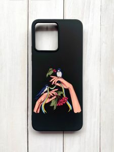 Матовий чохол на Xiaomi Redmi 12 Чорний :: Ластівки (принт 15)