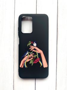 Матовий чохол на Xiaomi Redmi 10 Чорний :: Ластівки (принт 15)