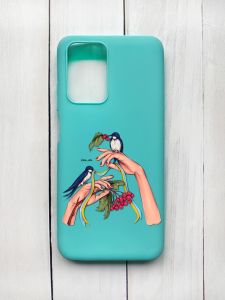 Матовий чохол на Xiaomi Redmi 10 Бірюзовий :: Ластівки (принт 15)