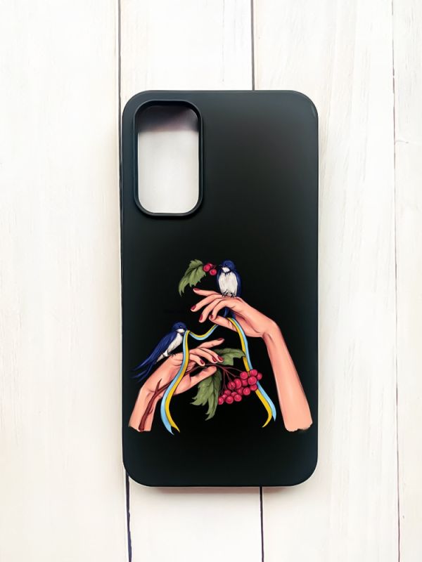 Матовий чохол на Samsung Galaxy A15 (A155) Чорний :: Ластівки (принт 15)