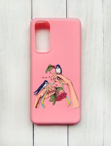 Матовий чохол на Samsung Galaxy M54 Рожевий :: Ластівки (принт 15)