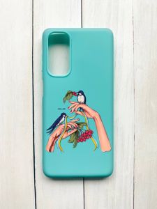 Матовий чохол на Samsung Galaxy M54 Бірюзовий :: Ластівки (принт 15)