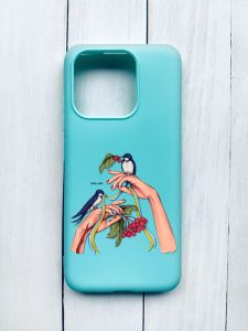 Матовий чохол на Xiaomi Redmi 12C Бірюзовий :: Ластівки (принт 15)