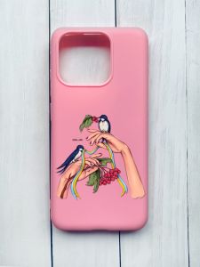 Матовий чохол на Xiaomi Redmi 12C Рожевий :: Ластівки (принт 15)