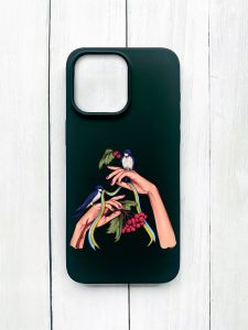 Матовий чохол на iPhone 15 Pro Max Чорний :: Ластівки (принт 15)