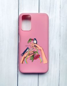 Матовий чохол на Xiaomi Redmi 9T Рожевий :: Ластівки (принт 15)