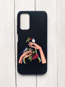 Матовий чохол на Xiaomi Redmi 9T Чорний :: Ластівки (принт 15)
