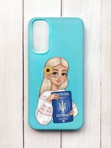 Матовий чохол на Samsung A34 5G Бірюзовий :: Дівчина з паспортом (принт 13)